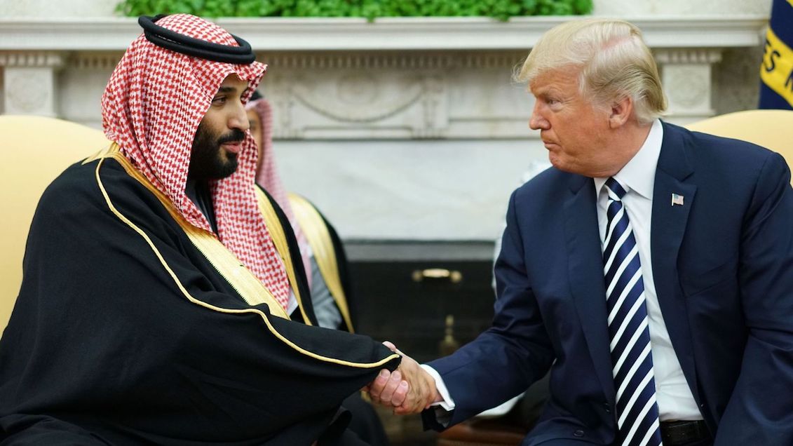 President Trump and Prince Mohammed bin Salman during Saudi Arabia's visit to the United States in March. Source: AFP.