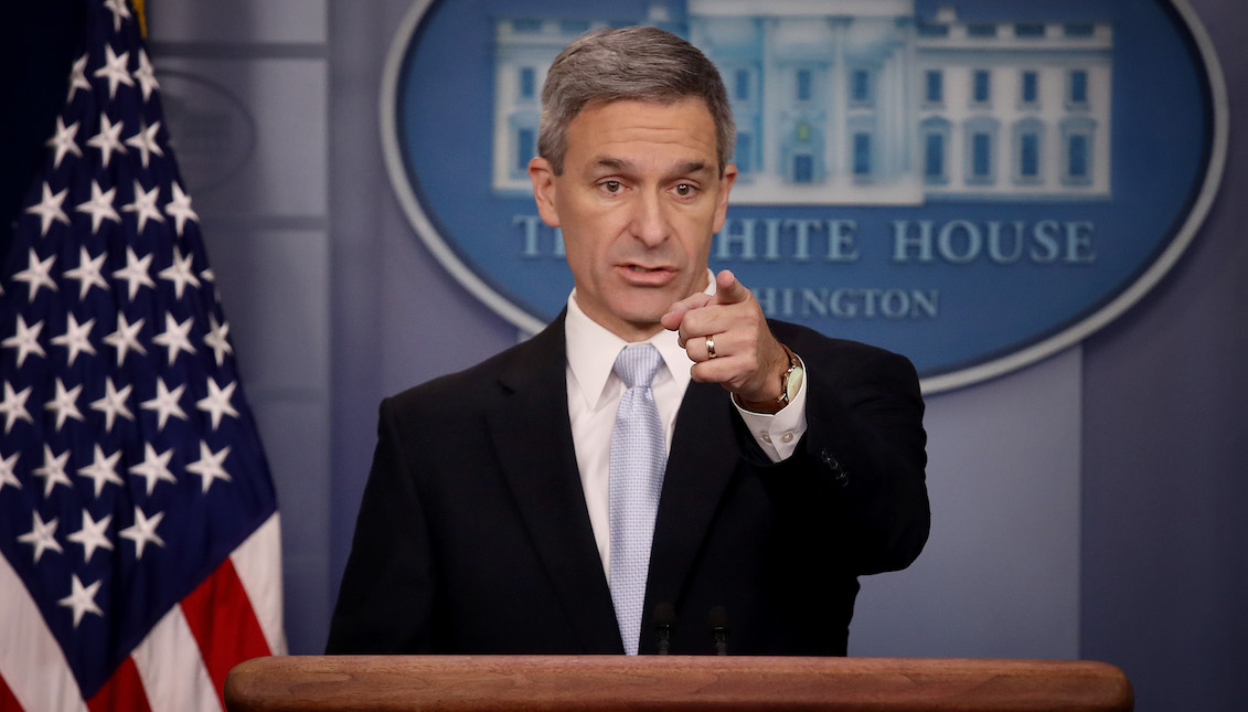 WASHINGTON, DC - AUGUST 12: Acting Director of U.S. Citizenship and Immigration Services Ken Cuccinelli speaks about immigration policy at the White House during a briefing August 12, 2019 in Washington, DC. (Photo by Win McNamee/Getty Images)