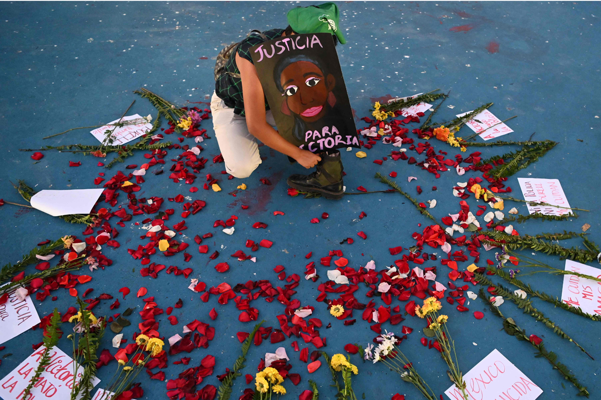 Altar in tribute to Victoria Salazar in Tulum. Photo Marvin Recinos / AFP.