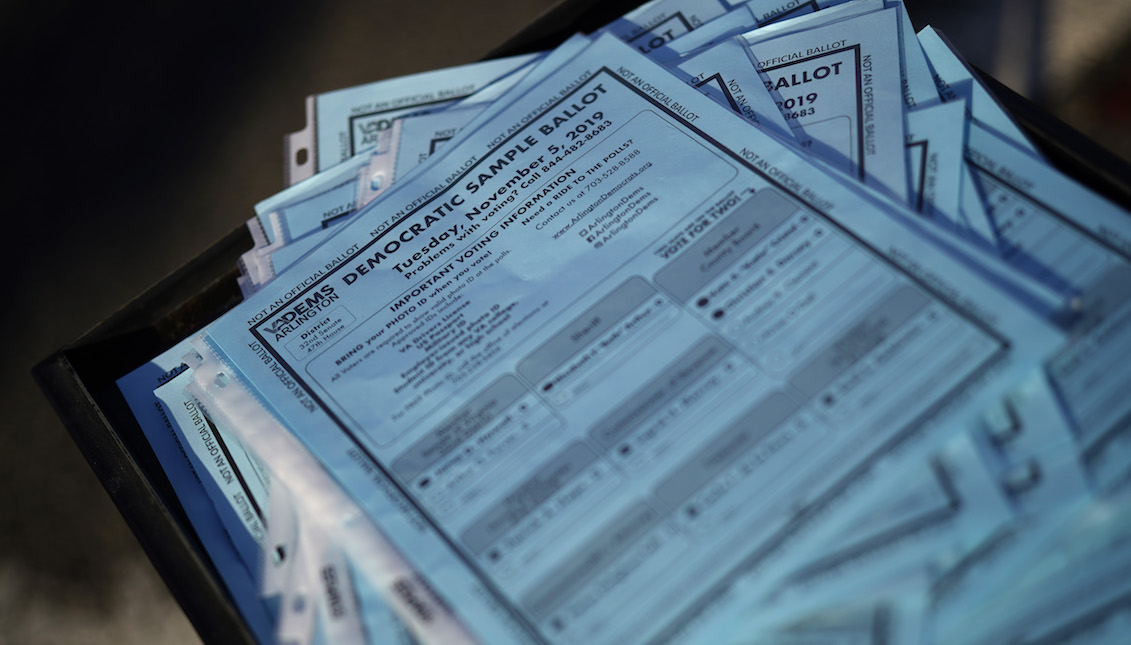 ARLINGTON, VIRGINIA - NOVEMBER 05: A sample ballot is shown at a polling station is shown at Nottingham Elementary School November 5, 2019 in Arlington, Virginia. (Photo by Win McNamee/Getty Images)