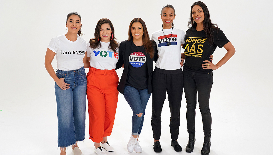 During this electoral cycle, and taking into account the critical situation that the country and the immigrant community in particular are living, characters like Gina Rodriguez, America Ferrera, Zoe Saldana and Eva Longoria, have joined the Voto Latino campaign.