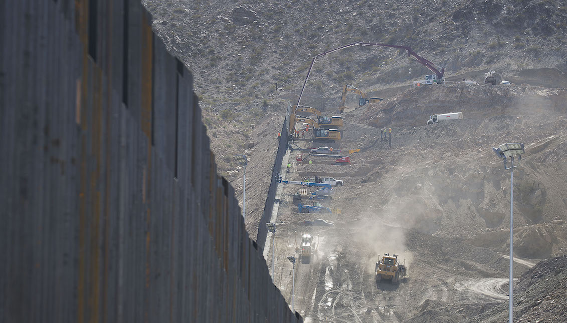 SUNLAND PARK, NM - JUNE 01: Construction crews work on a border wall being put in place by We Build The Wall Inc. on June 01, 2019 in Sunland Park, New Mexico. We Build the Wall is a non-profit organization that is funding the private construction of the border wall in an attempt, they say, to stem the flow of migrants and others from coming across the border illegally from Mexico into the United States. (Photo by Joe Raedle/Getty Images)