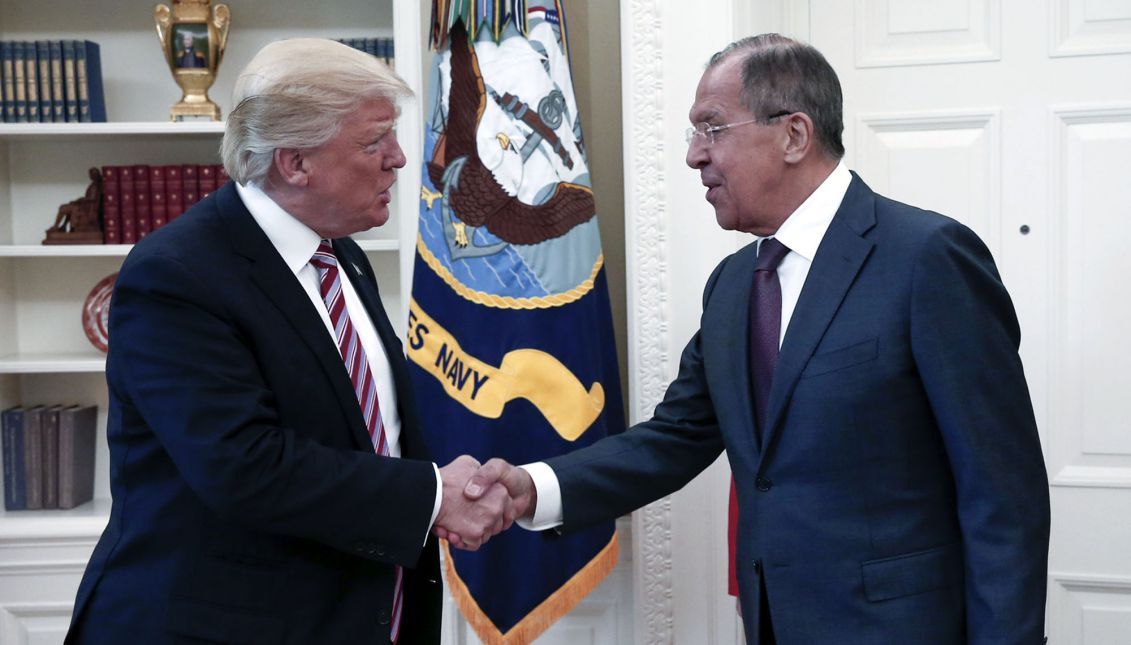 US President Donald J. Trump shaking hands with Russian Foreign Minister Sergei Lavrov during their meeting in the White House in Washington, DC, USA, 10 May 2017 EPA/RUSSIAN FOREIGN MINISTRY 