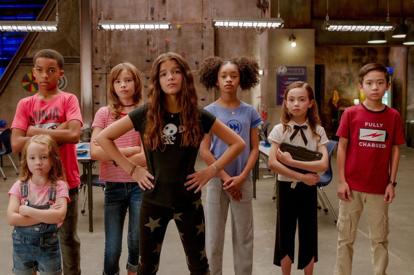 'We Can Be Heroes', los niños superhéroes: Vivien Blair, Isaiah Russell-Bailey, Lotus Blossom, YaYa Gosselin , Akira Akbar, Hala Finley, Dylan Henry Lau. FOTOGRAFÍA: Ryan Green/NETFLIX.