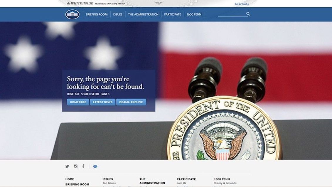 Screen capture of the web portal of the White House at the beginning of the year 2017, when the Trump Administration deactivated its version in Spanish. Source: http://newssummedup.com/