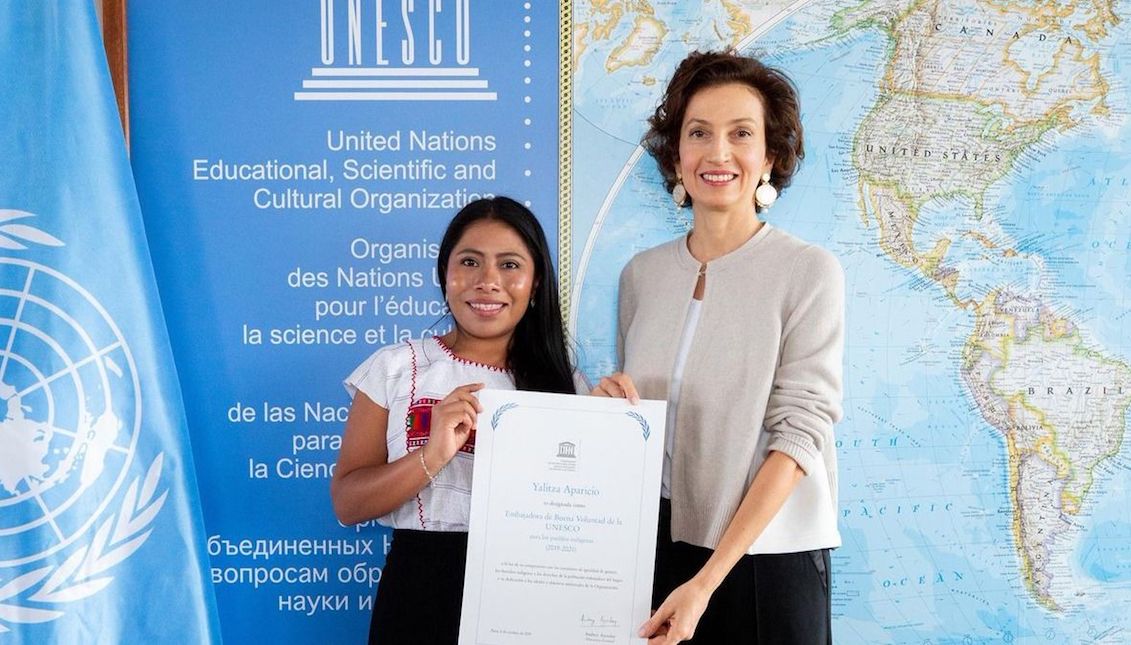 The Mexican actress Yalitza Aparicio at her nomination ceremony as Embassador of Godwill for UNESCO. Photo: UNESCO