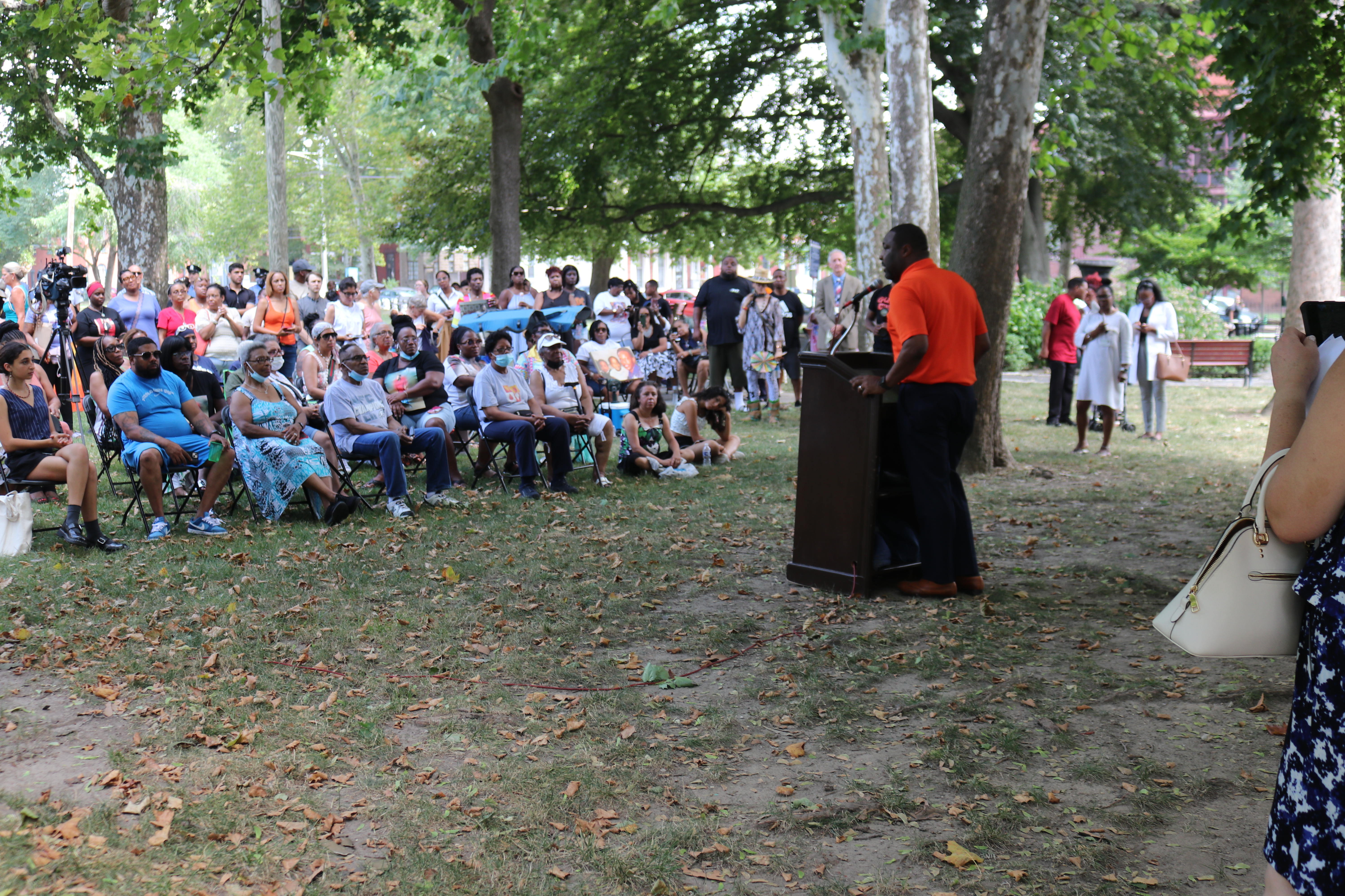 City Council member Kenyatta Johnson speaks. 