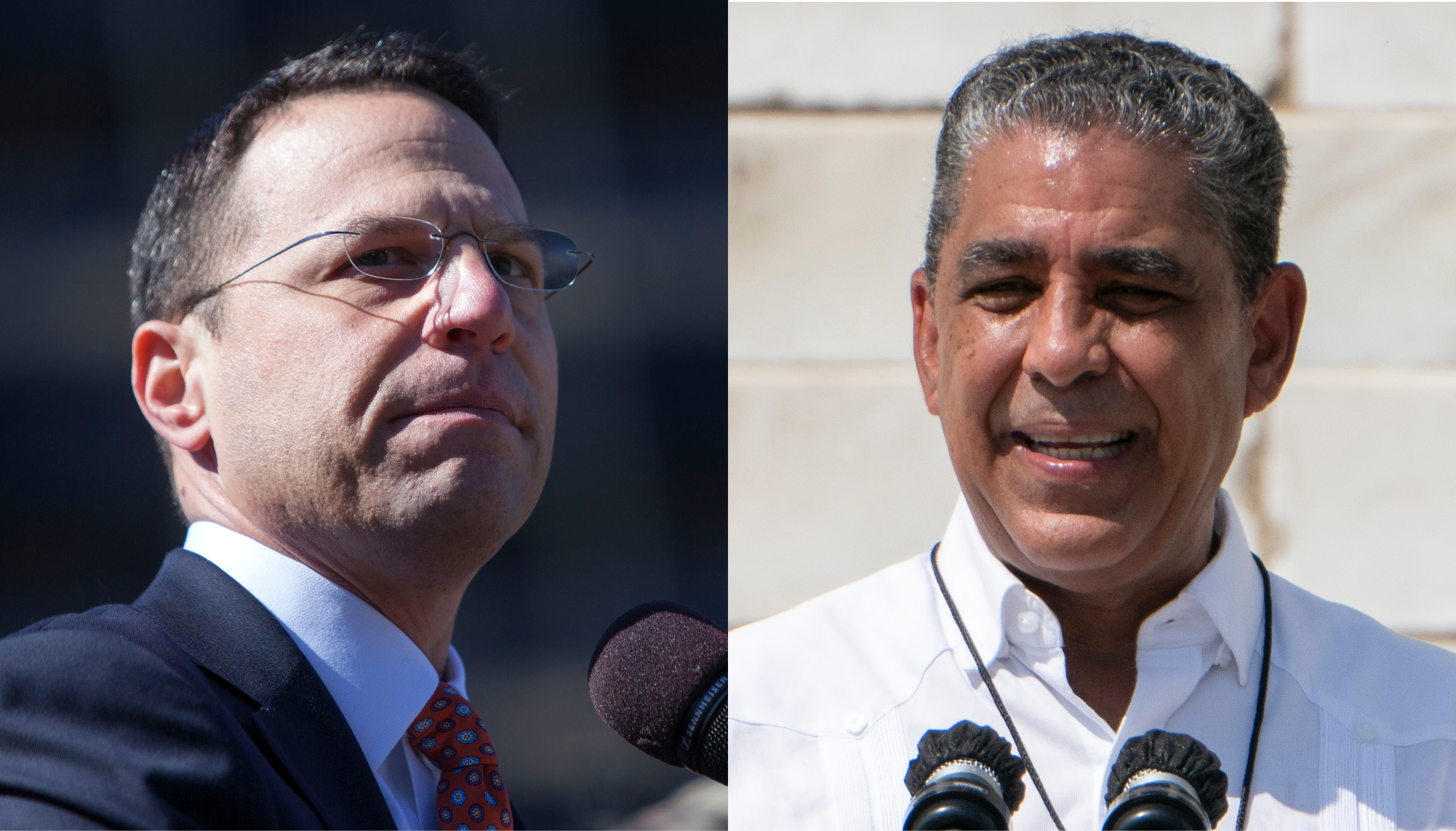 Left to Right: Pennsylvania Attorney General Josh Shapiro, Rep. Adriano Espaillat, both fighting the "ghost guns" loophole. Photo: Getty Images