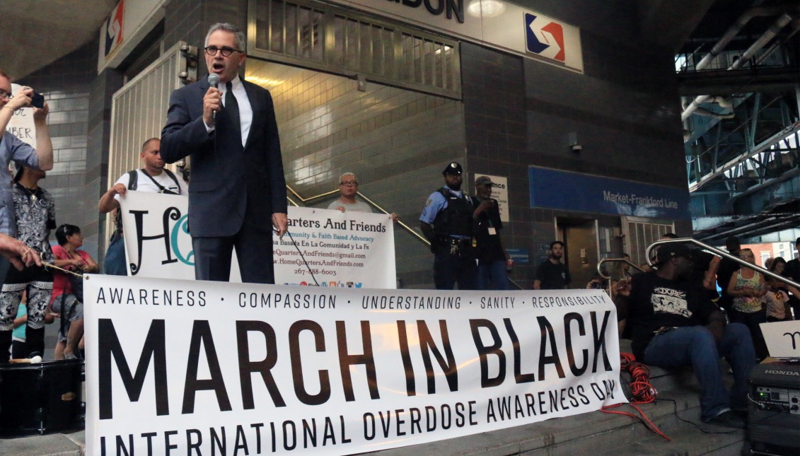 Larry Krasner, the Democratic Candidate for District Attorney of Philadelphia, stands at the Huntington El stop to give a speech to the crowd gathered there. In his speech, Krasner said “We need not to be silent. We need to be loud. We need to tell power 