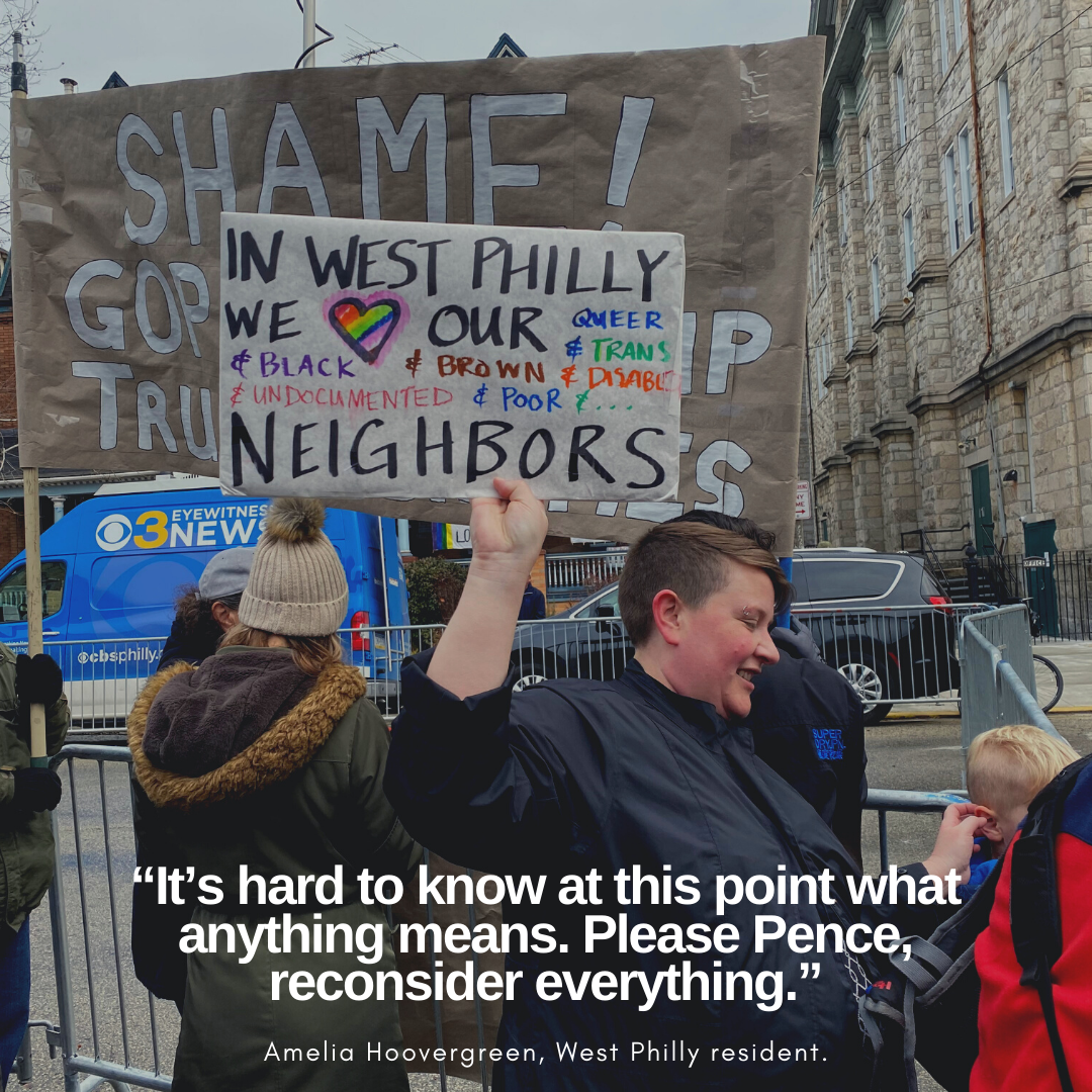 In west philadelphia we love our queer, trans, disabled, black, brown, undocumented, and poor neighbors