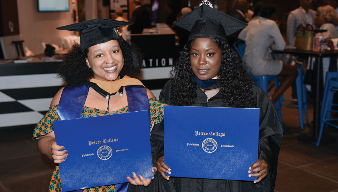 Bene't Morando, of African American, Mexican and Sicilian descent (left), at recent graduation from Peirce College. Photo Courtesy of Bene't Morando. 