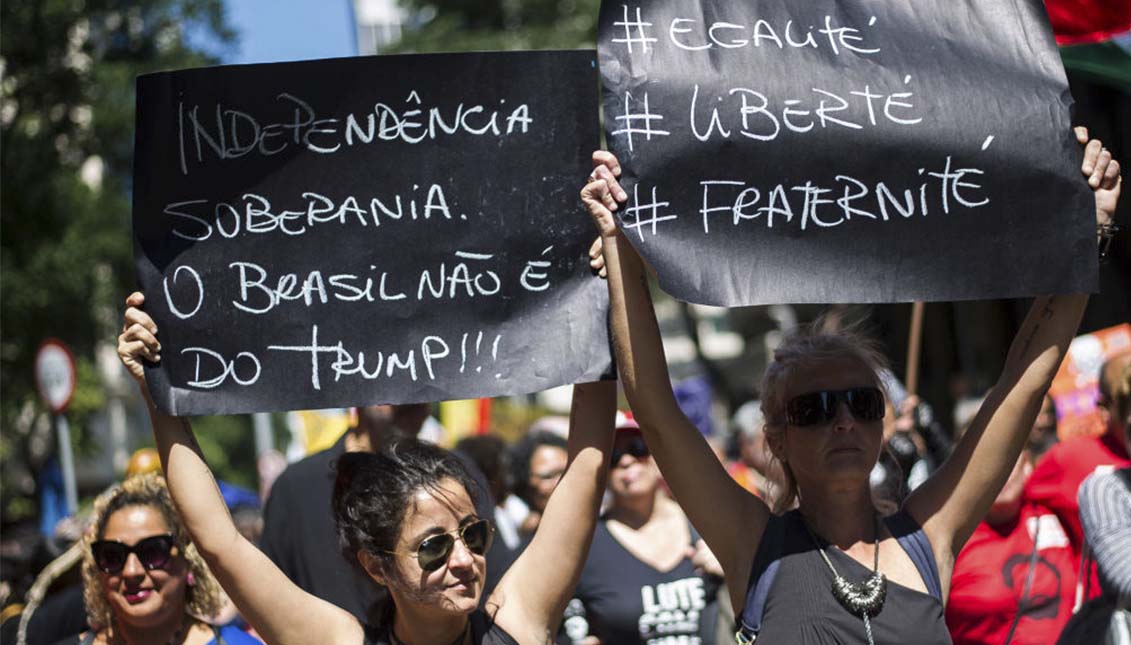 "¡Brasil no es de Trump!". Foto: Bruno Prado/Getty Images.